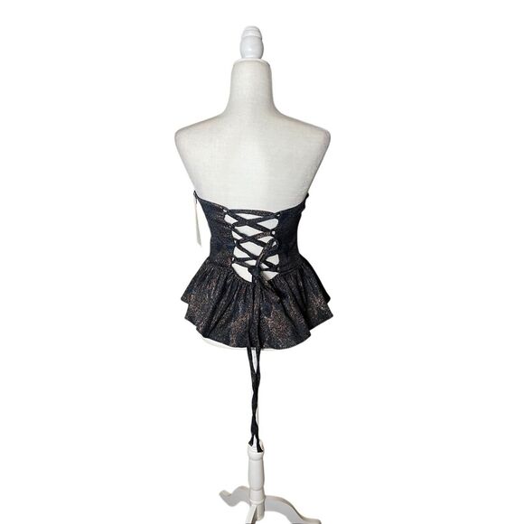 Lavender Brown Metallic Peplum Corset Top – Size Small (NWT, $230 Retail) - Picture 2 of 6